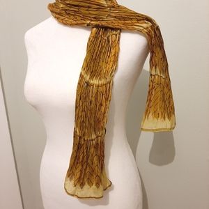 Silk Ginko-Inspired Gold Fashion Scarf